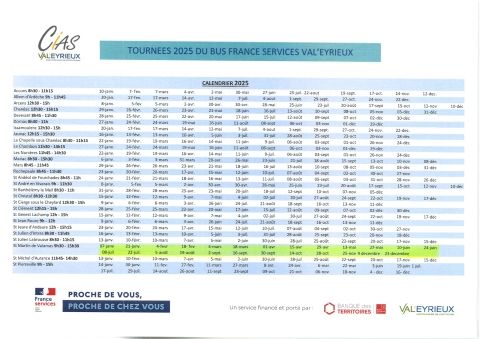 Bus France Services Calendrier